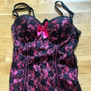 Nature Intimates Grunge Black & Pink Corset Like Top